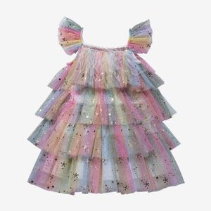 Sparkling Multicolor Layered Kids Dress